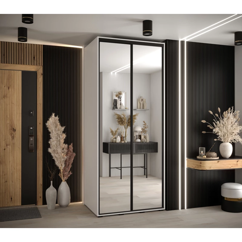 Šatní skříň YVONA 2 - 120/60 cm, bílá / černá