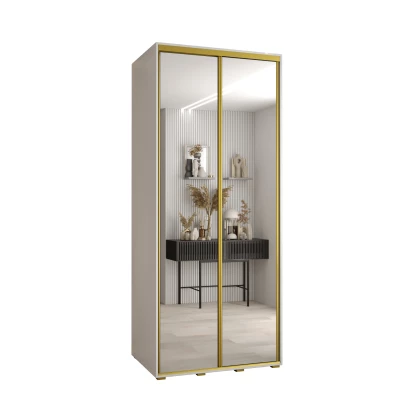 Šatní skříň YVONA 2 - 120/60 cm, bílá / zlatá