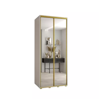 Šatní skříň YVONA 2 - 120/60 cm, bílá / zlatá