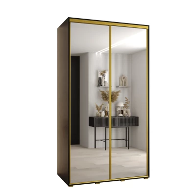 Šatní skříň YVONA 2 - 130/60 cm, černá / zlatá