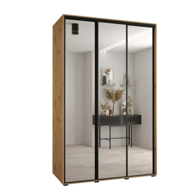 Šatní skříň YVONA 2 - 160/60 cm, dub artisan / černá