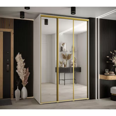 Šatní skříň YVONA 2 - 160/60 cm, bílá / zlatá