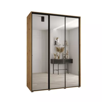 Šatní skříň YVONA 2 - 170/60 cm, dub artisan / černá