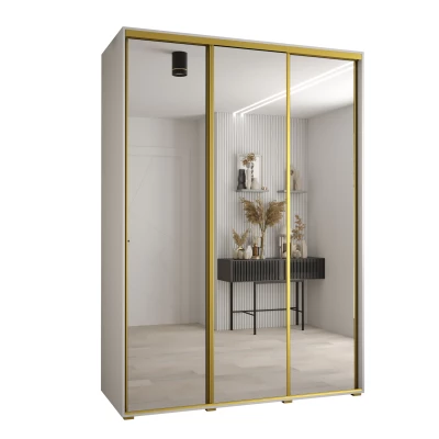 Šatní skříň YVONA 2 - 170/60 cm, bílá / zlatá