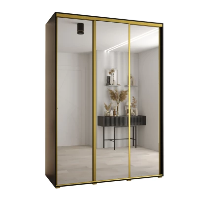 Šatní skříň YVONA 2 - 180/60 cm, černá / zlatá