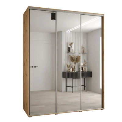 Šatní skříň YVONA 2 - 190/60 cm, dub artisan / stříbrná
