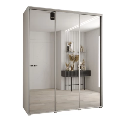 Šatní skříň YVONA 2 - 200/60 cm, bílá / stříbrná