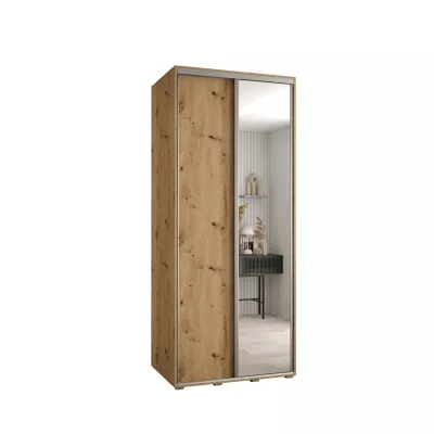 Šatní skříň YVONA 3 - 110/60 cm, dub artisan / stříbrná
