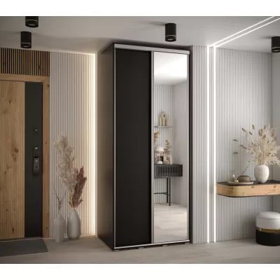Šatní skříň YVONA 3 - 120/60 cm, černá / stříbrná