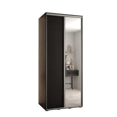 Šatní skříň YVONA 3 - 120/60 cm, černá / stříbrná