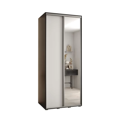 Šatní skříň YVONA 3 - 120/60 cm, černá / bílá / stříbrná