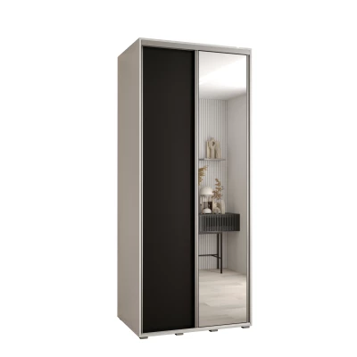 Šatní skříň YVONA 3 - 120/60 cm, bílá / černá / stříbrná