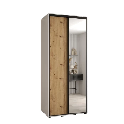 Šatní skříň YVONA 3 - 120/60 cm, bílá / dub artisan / černá