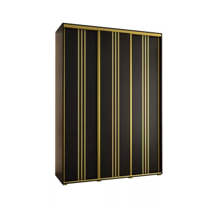 Šatní skříň YVONA 6 - 180/45 cm, černá / zlatá
