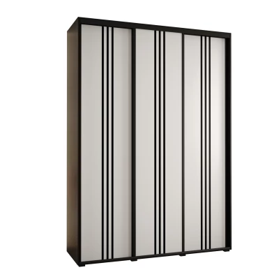 Šatní skříň YVONA 6 - 180/45 cm, černá / bílá / černá