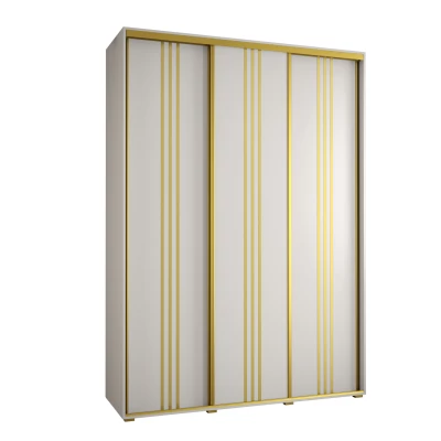 Šatní skříň YVONA 6 - 180/45 cm, bílá / zlatá