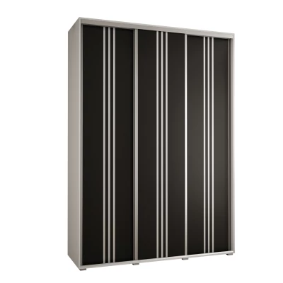 Šatní skříň YVONA 6 - 180/45 cm, bílá / černá / stříbrná