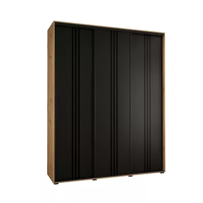Šatní skříň YVONA 6 - 190/45 cm, dub artisan / černá / černá