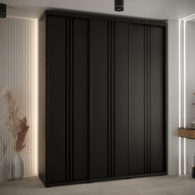 Šatní skříň YVONA 6 - 190/45 cm, černá / černá