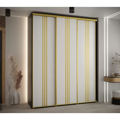 Šatní skříň YVONA 6 - 190/45 cm, černá / bílá / zlatá