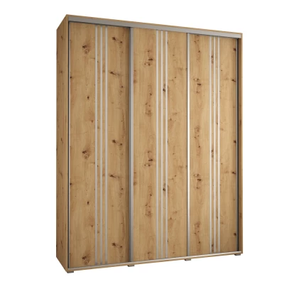 Šatní skříň YVONA 6 - 200/45 cm, dub artisan / stříbrná