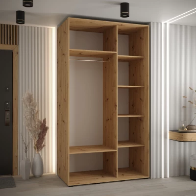 Šatní skříň YVONA 3 - 140/60 cm, dub artisan / černá
