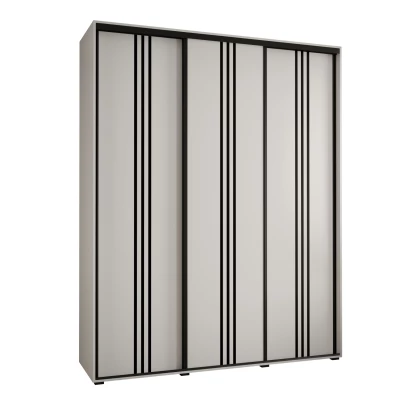 Šatní skříň YVONA 6 - 200/45 cm, bílá / černá