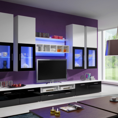 Levné Obývací stěny z lamina: Obývací stěna s LED osvětlením Adriel 1