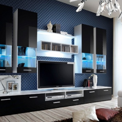 Levné Obývací stěny z lamina: Obývací stěna s LED osvětlením Adriel 2