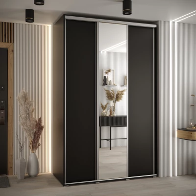 Šatní skříň YVONA 3 - 150/60 cm, černá / stříbrná