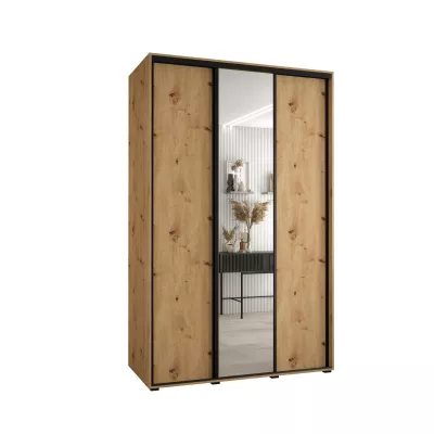 Šatní skříň YVONA 3 - 160/60 cm, dub artisan / černá