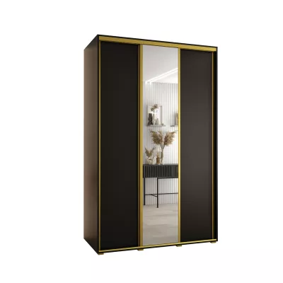 Šatní skříň YVONA 3 - 160/60 cm, černá / zlatá