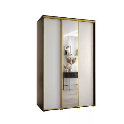 Šatní skříň YVONA 3 - 160/60 cm, černá / bílá / zlatá