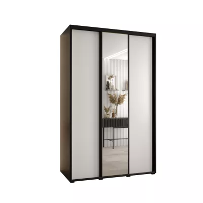 Šatní skříň YVONA 3 - 160/60 cm, černá / bílá / černá