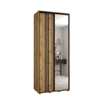 Šatní skříň YVONA 7 - 110/45 cm, dub artisan / černá