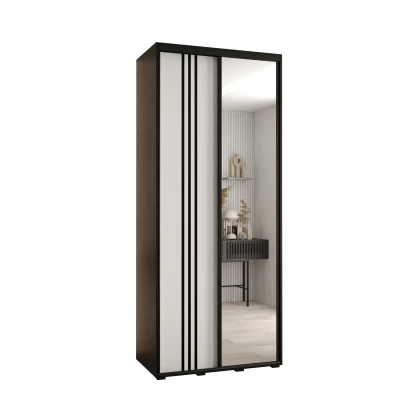 Šatní skříň YVONA 7 - 110/45 cm, černá / bílá / černá