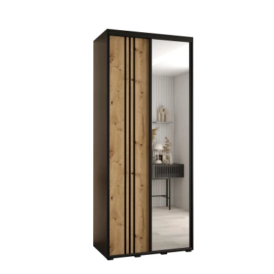 Šatní skříň YVONA 7 - 110/45 cm, černá / dub artisan / černá