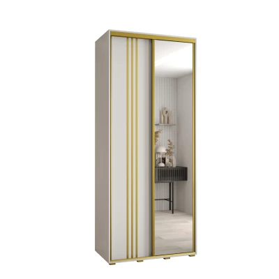 Šatní skříň YVONA 7 - 110/45 cm, bílá / zlatá