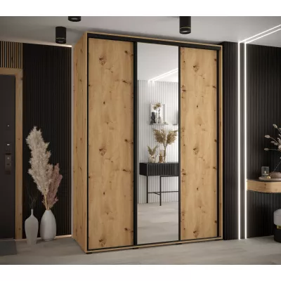 Šatní skříň YVONA 3 - 180/60 cm, dub artisan / černá