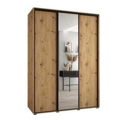 Šatní skříň YVONA 3 - 180/60 cm, dub artisan / černá