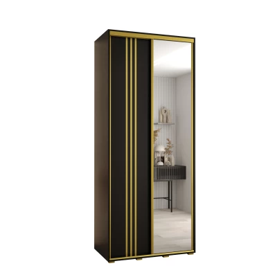 Šatní skříň YVONA 7 - 120/45 cm, černá / zlatá