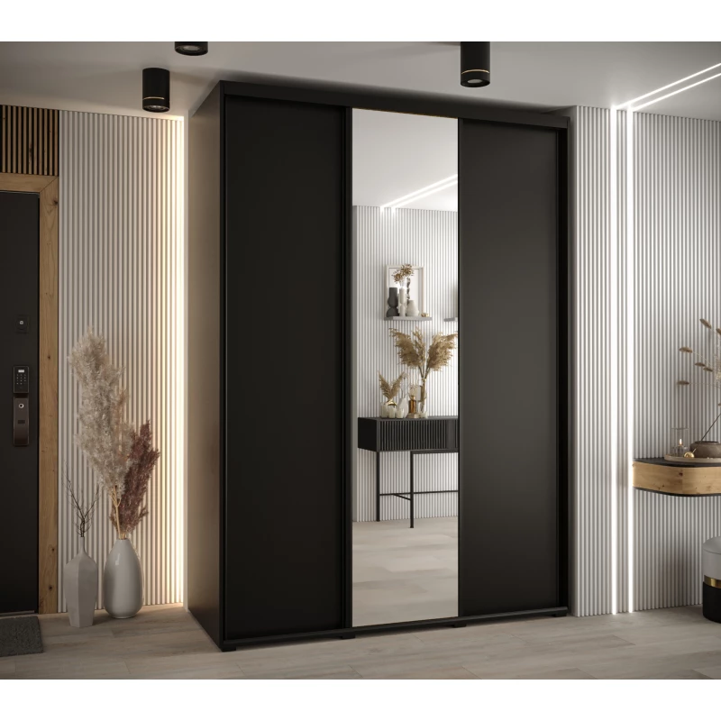 Šatní skříň YVONA 3 - 180/60 cm, černá / černá