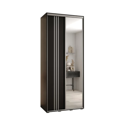 Šatní skříň YVONA 7 - 120/45 cm, černá / stříbrná