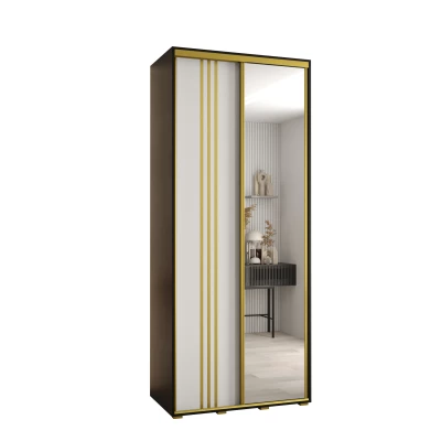 Šatní skříň YVONA 7 - 120/45 cm, černá / bílá / zlatá