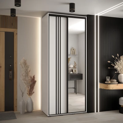 Šatní skříň YVONA 7 - 120/45 cm, bílá / černá