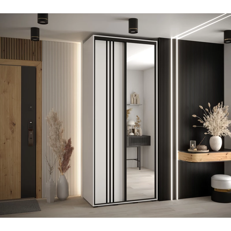 Šatní skříň YVONA 7 - 120/45 cm, bílá / černá