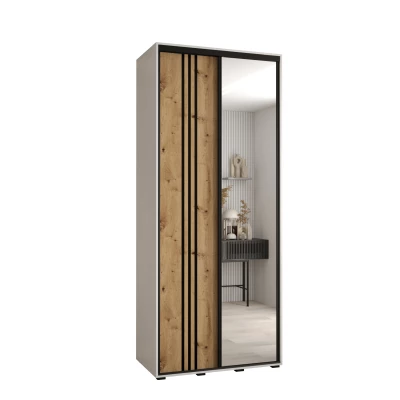 Šatní skříň YVONA 7 - 120/45 cm, bílá / dub artisan / černá