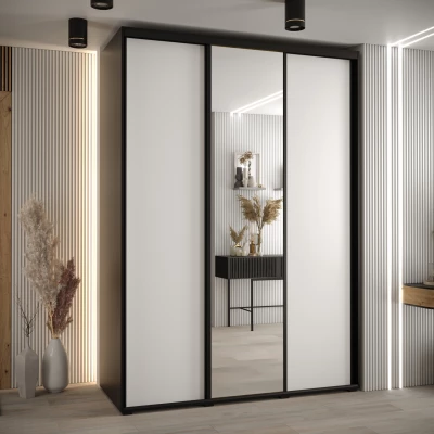 Šatní skříň YVONA 3 - 180/60 cm, černá / bílá / černá