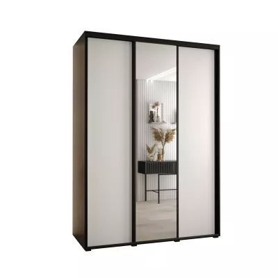 Šatní skříň YVONA 3 - 180/60 cm, černá / bílá / černá