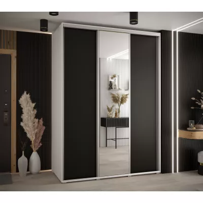 Šatní skříň YVONA 3 - 180/60 cm, bílá / černá / stříbrná